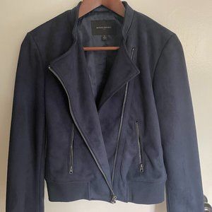 Banana Republic Navy Blue Faux Suede Moto Jacket Size Small